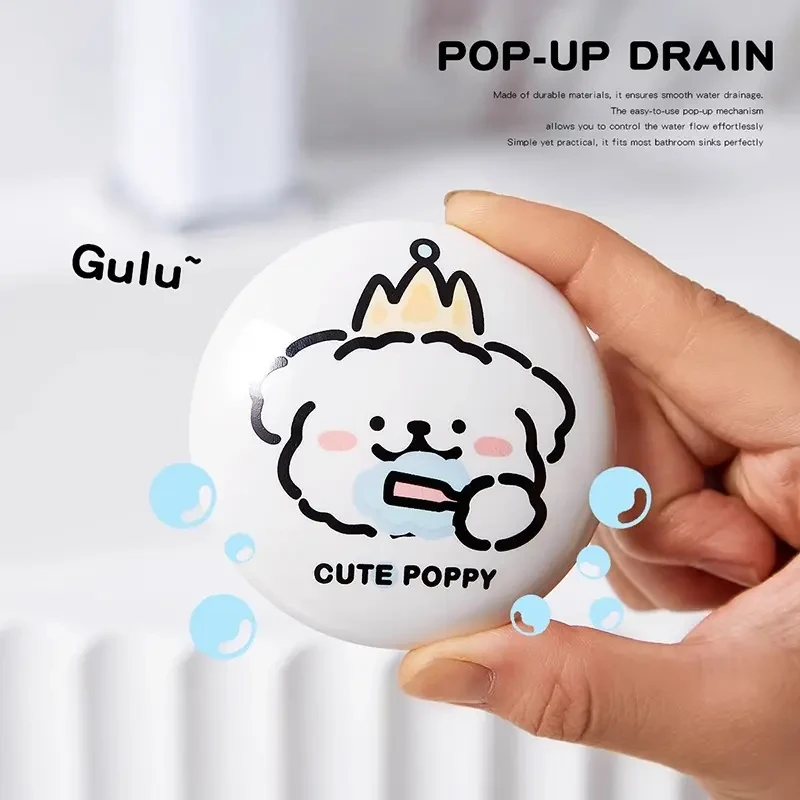 【新款】可爱小狗陶瓷洗脸盆卫生间洗手池漏水塞下水器创意弹跳芯