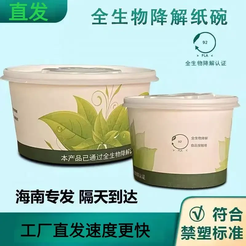 整箱装海南纸碗可降解一次性餐盒汤粉面酸辣粉pla打包盒纸碗