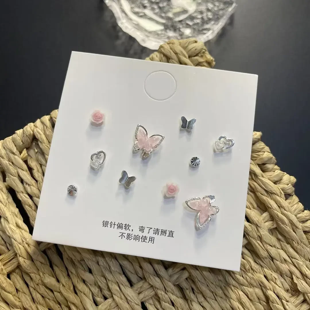 925银耳饰 精致925银针耳钉女粉色可爱百搭少女简约百搭素款耳饰