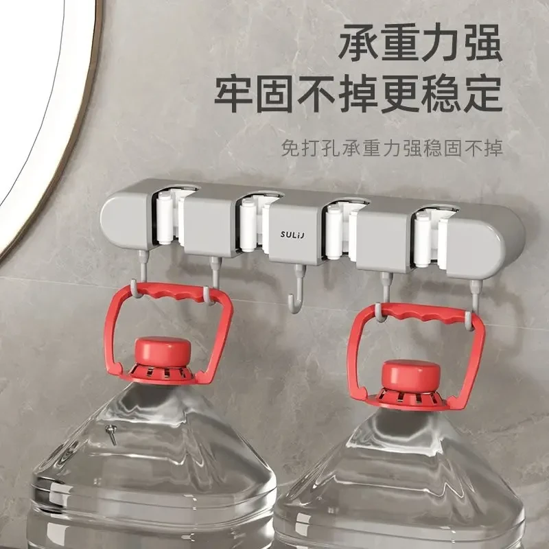 升级拖把夹免打孔多功能长条拖把架卫生间浴室强力挂壁挂式