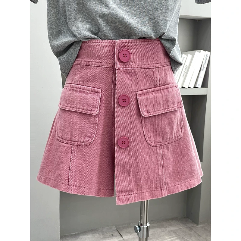 夏日多巴胺女孩穿搭工装牛仔裙休闲短裤女夏季小个子高腰a字裙裤