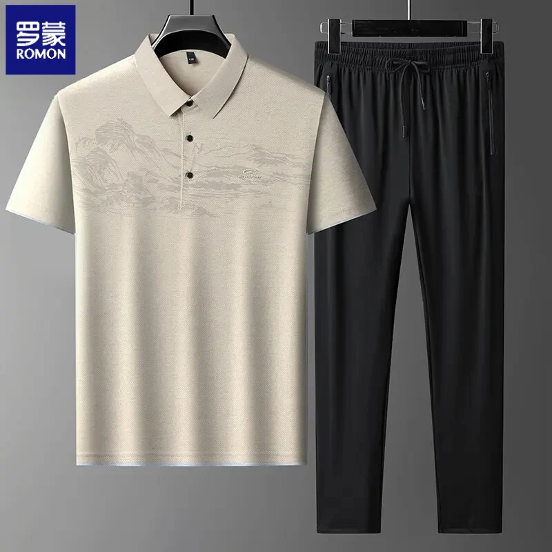 罗蒙爸爸装中老年男装2025新款夏季套装60-70岁高档父亲装休闲服