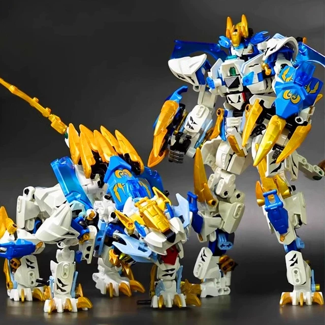 国风四圣兽机甲青龙白虎积木机器人男孩益智拼装玩具儿童生日礼物