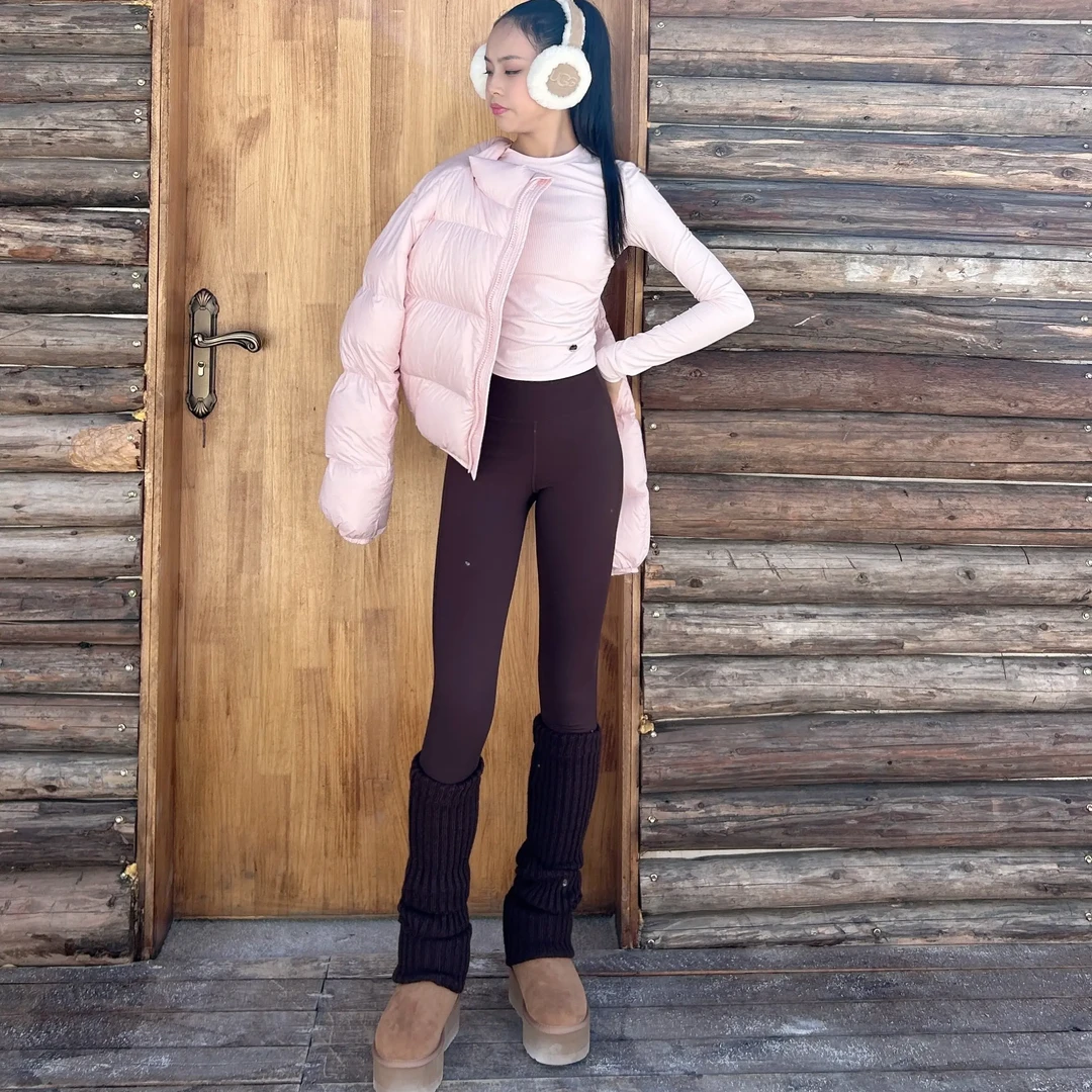 雪妈ESTAR小艺考加绒一体绒高腰四面高弹保暖9分小脚裤瘦长版