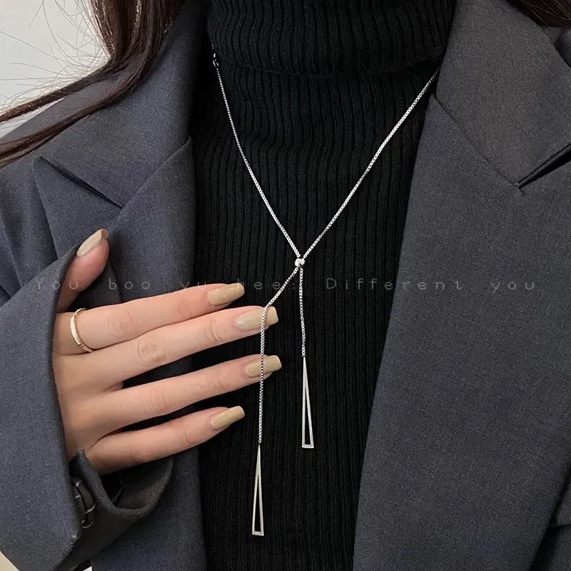 钛钢项链 新款简约三角形流苏ins气质秋冬季毛衣链长款项链女配饰