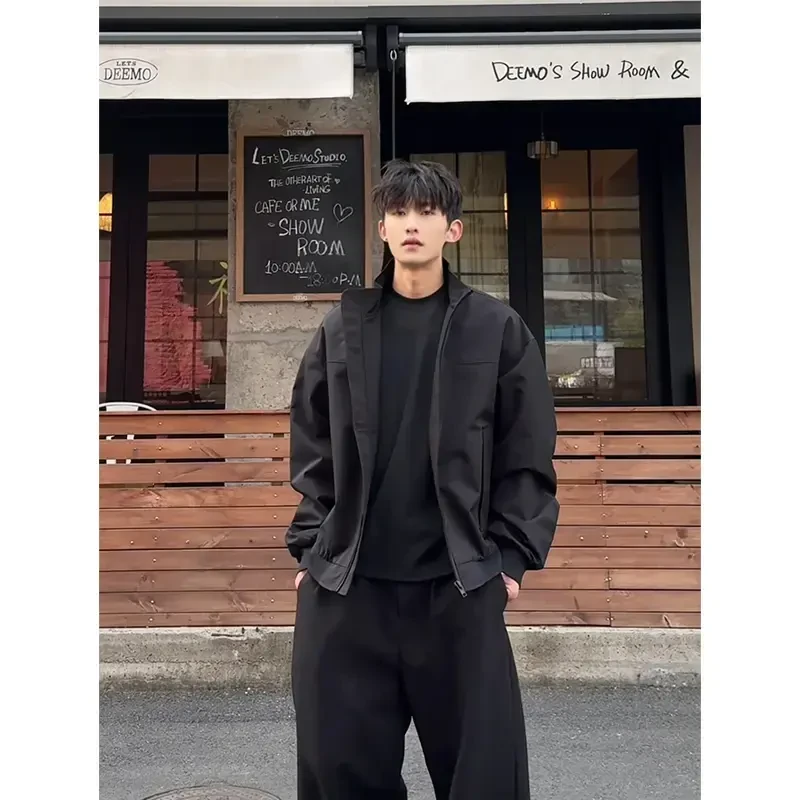 美式vintage飞行夹克男春秋季潮流高级感立领棒球服外套休闲短款