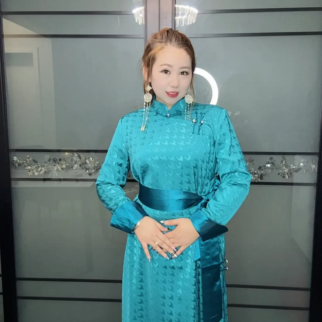 四季款千鸟格纯色女士袍连衣裙民族风复古中长款