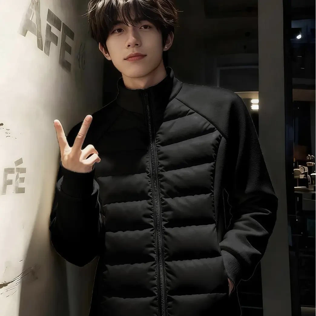 男士冬季轻便薄款修身运动立领保暖排骨棉服外套