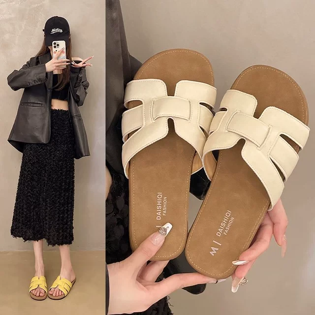 勃肯拖鞋女夏外穿2025新款高级感法式软平底沙滩凉鞋时尚一字凉拖