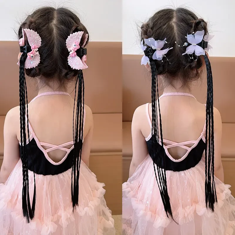 新款女童发饰儿童假发辫子头扎头发可爱卡通蝴蝶儿童发饰