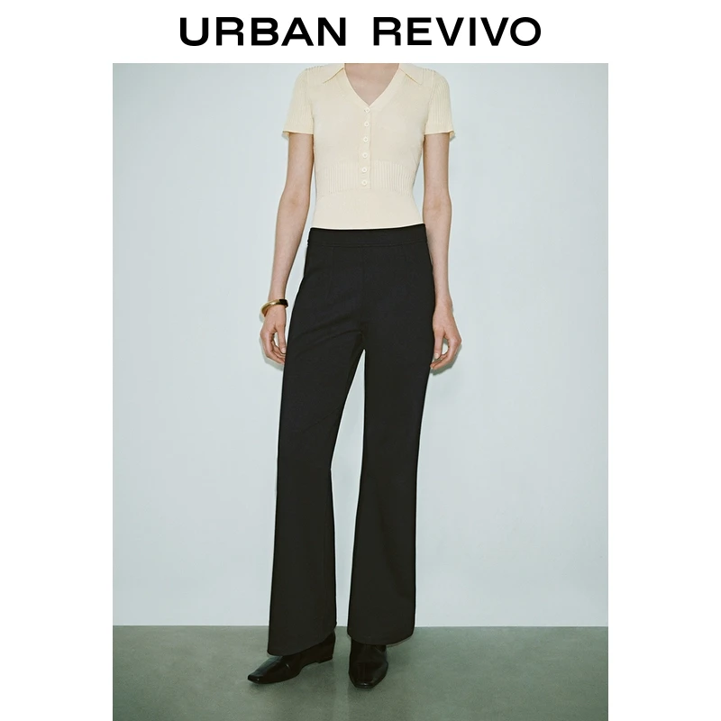 UR2025春季新款女装欧若风时尚简约休闲百搭修身喇叭裤UWM650012