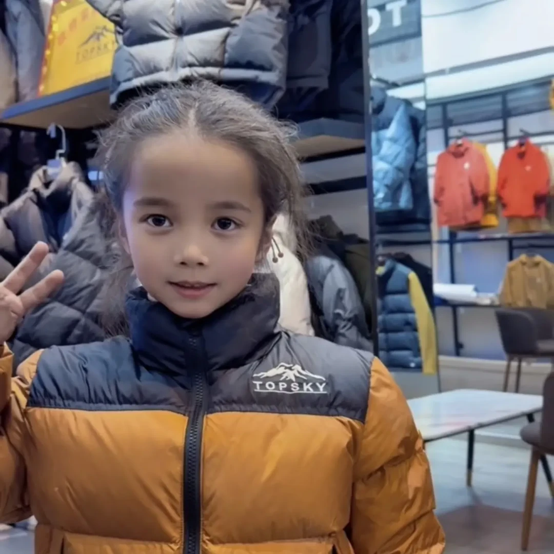 男女童短款立领加厚保暖时尚冬装户外休闲百搭鸭绒外套