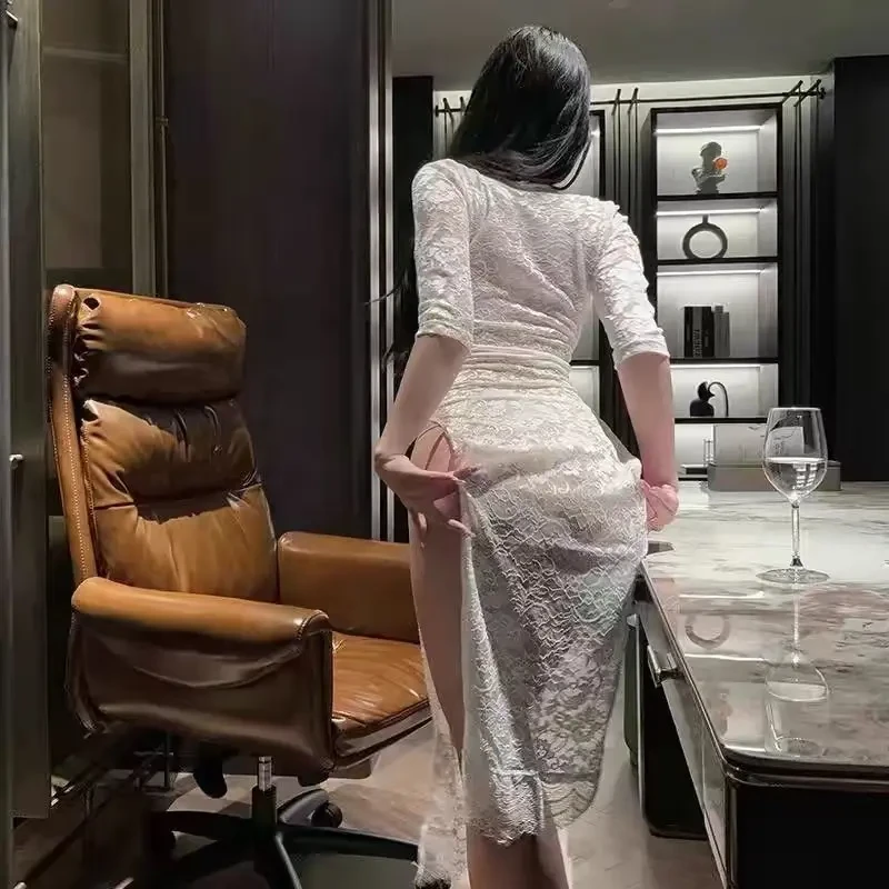 [若隐若现】旗袍性感约会情侣战袍纯欲睡衣网纱蕾丝小吊带睡衣家居