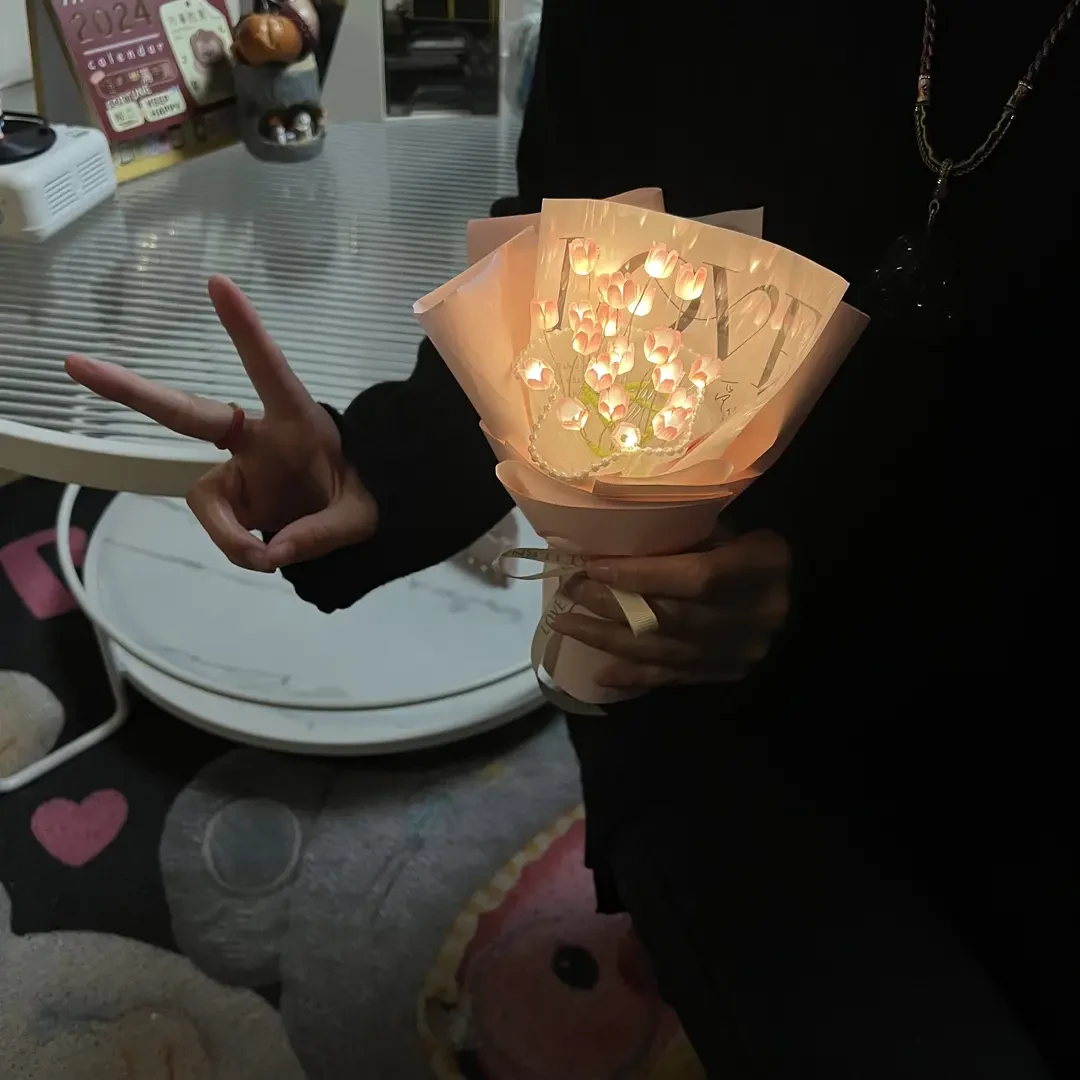 【咕噜】七夕郁金香diy花束套组自制作材料包送女友男友闺蜜礼物