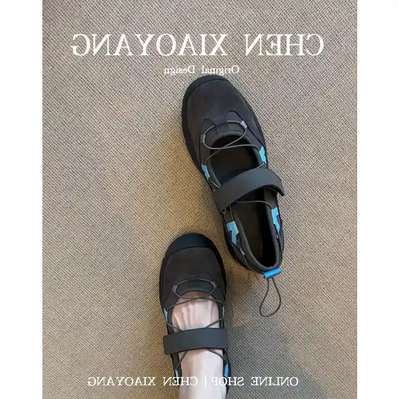 正品韩版小众复古玛丽珍鞋2025新款休闲运动鞋魔术贴厚底芭蕾单鞋