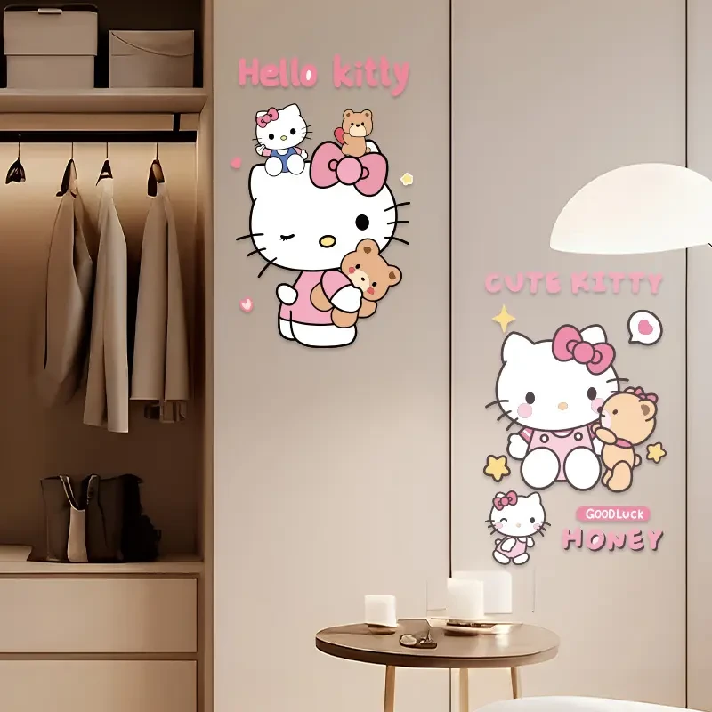 KT猫贴纸房间改造门贴新款防水衣柜贴纸hello kitty猫可爱墙贴纸