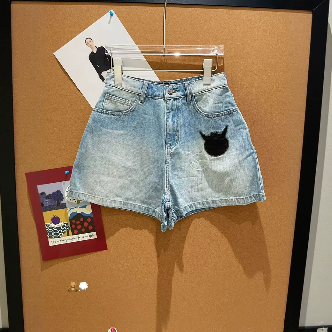 现货【小怪兽牛仔短裤】2025夏百搭显瘦高腰阔腿A字热裤牛仔裤女