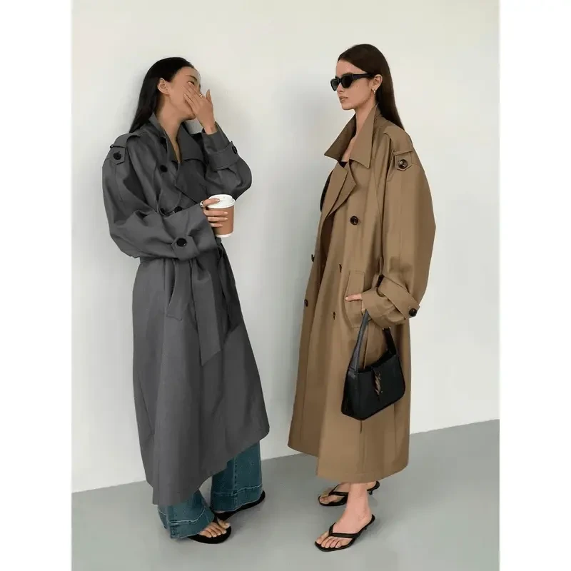 ZXLSTUDIO 巴黎旧梦经典廓形大翻领双排扣中长款气质风衣外套女