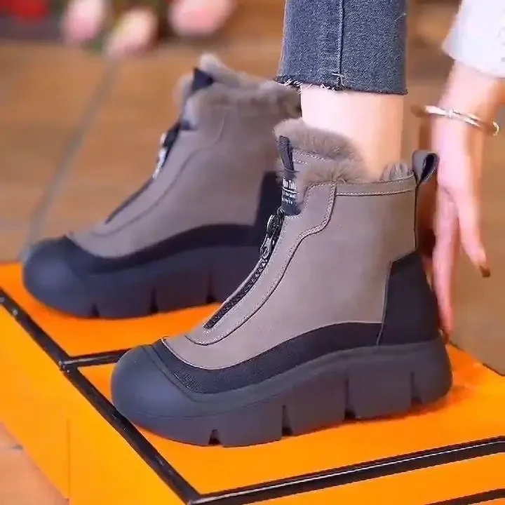 厚底防滑雪地靴女网红冬季新款加绒加厚保暖高帮休闲百搭妈妈棉鞋