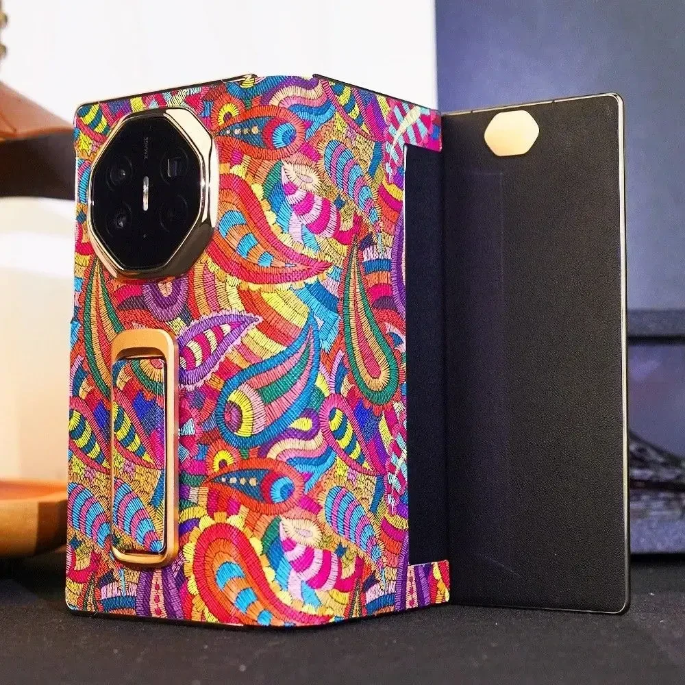 适用于华为MateXT三折叠屏手机壳缤纷腰果花非凡大师全包保护套