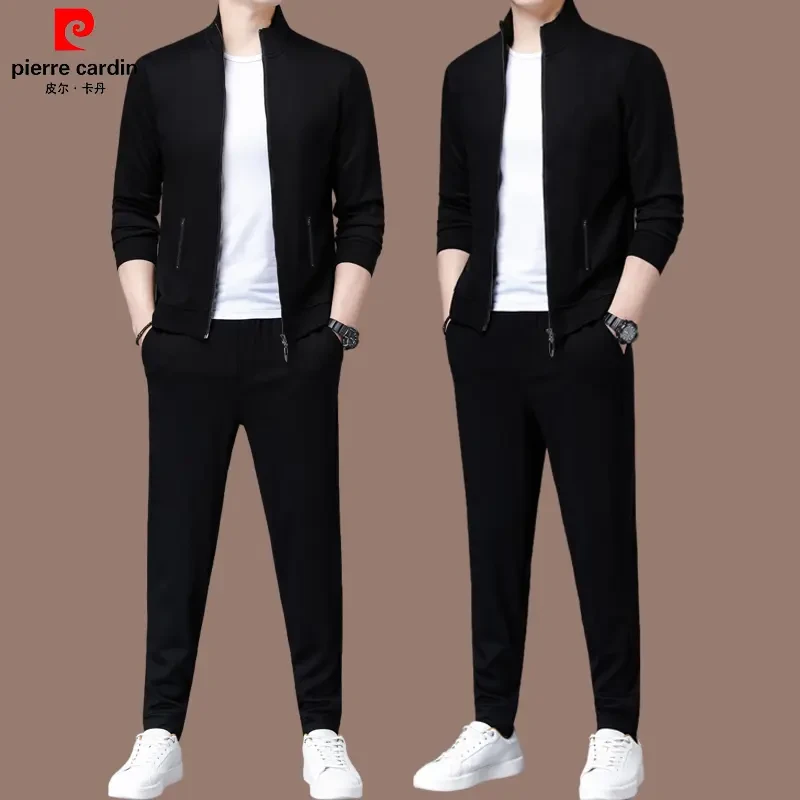 【皮尔卡丹 品牌正品】春秋新款桑蚕丝男士休闲运动套装男装三件套