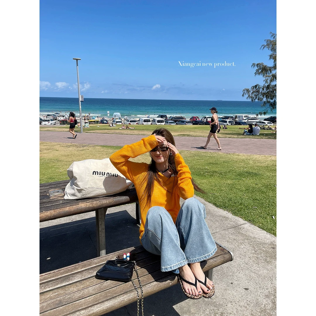 香菜不加辣XIANGCAI 2/11 20点 v领套头针织衫蕾丝小背心套装