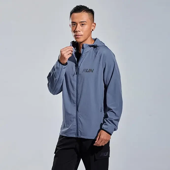 秋冬男士户外纯色跑步速干连帽开衫运动套装防水休闲B80+K2401