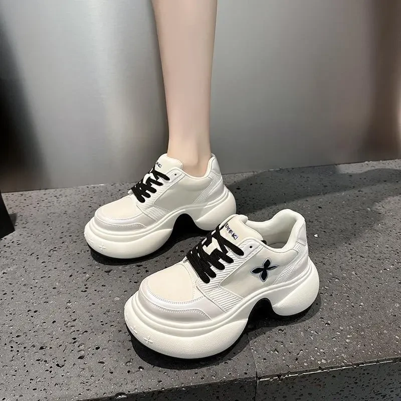 【官网小C&K旗舰店】2025老爹鞋女小个子8cm内增高厚底圆头休闲小白