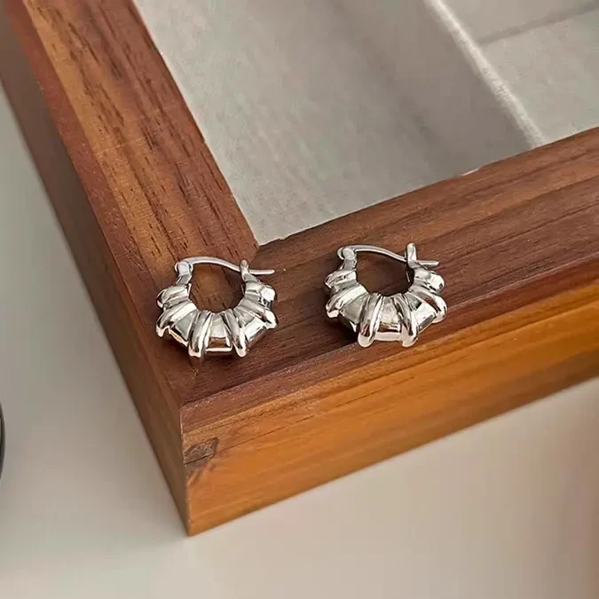 925银耳饰  法式复古牛角包耳环气质高级感轻奢耳扣