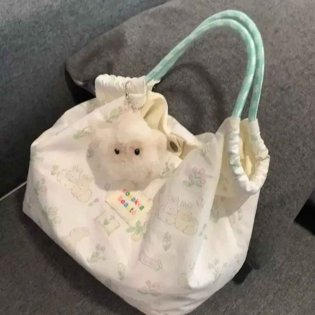 2025小清新可爱兔子单肩包女学生韩版帆布包卡通大容量手提包F