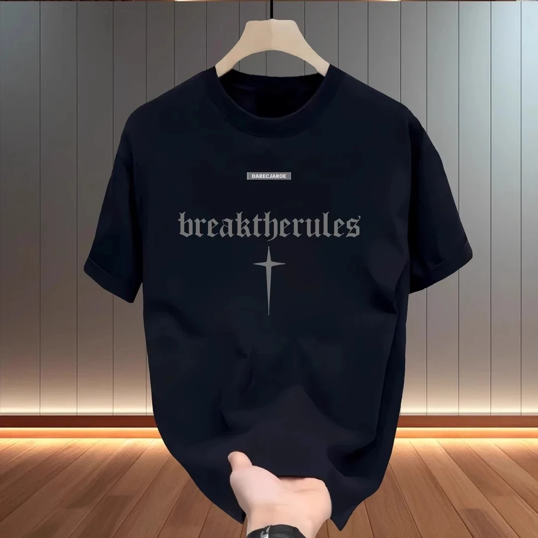 仓石一树潮牌2025黑色t恤男本命年蛇年衣服夏季宽松百搭情侣上衣