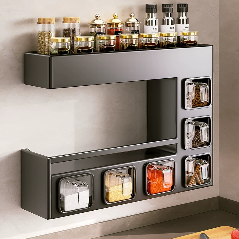 德国厨房调料置物架家用壁挂式免打孔收纳盒防潮密封多功能调味罐