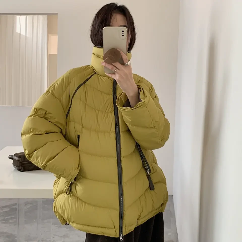 韩系立领时尚宽松白鸭绒羽绒服33273（充绒量166g