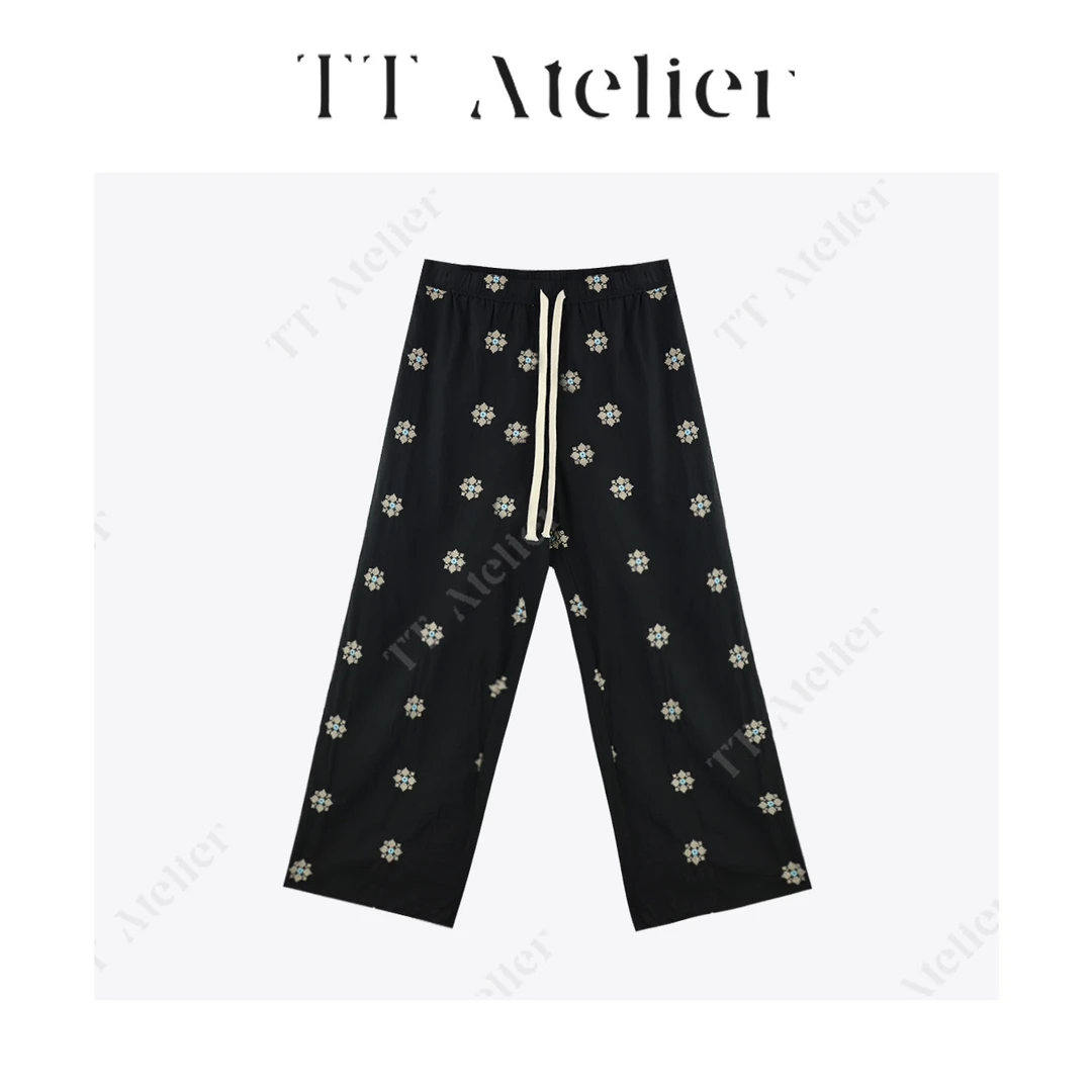 TT设计师【雨夜】夏季新时尚宽松直筒绣花九分裤休闲裤TT190070