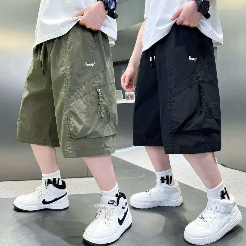 男童夏季薄款工装短裤2025新款中大童宽松休闲中裤男孩男孩短裤