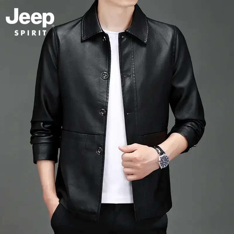JEEPSPIRIT春秋男士时尚休闲高档潮流百搭帅气秋季男士皮衣