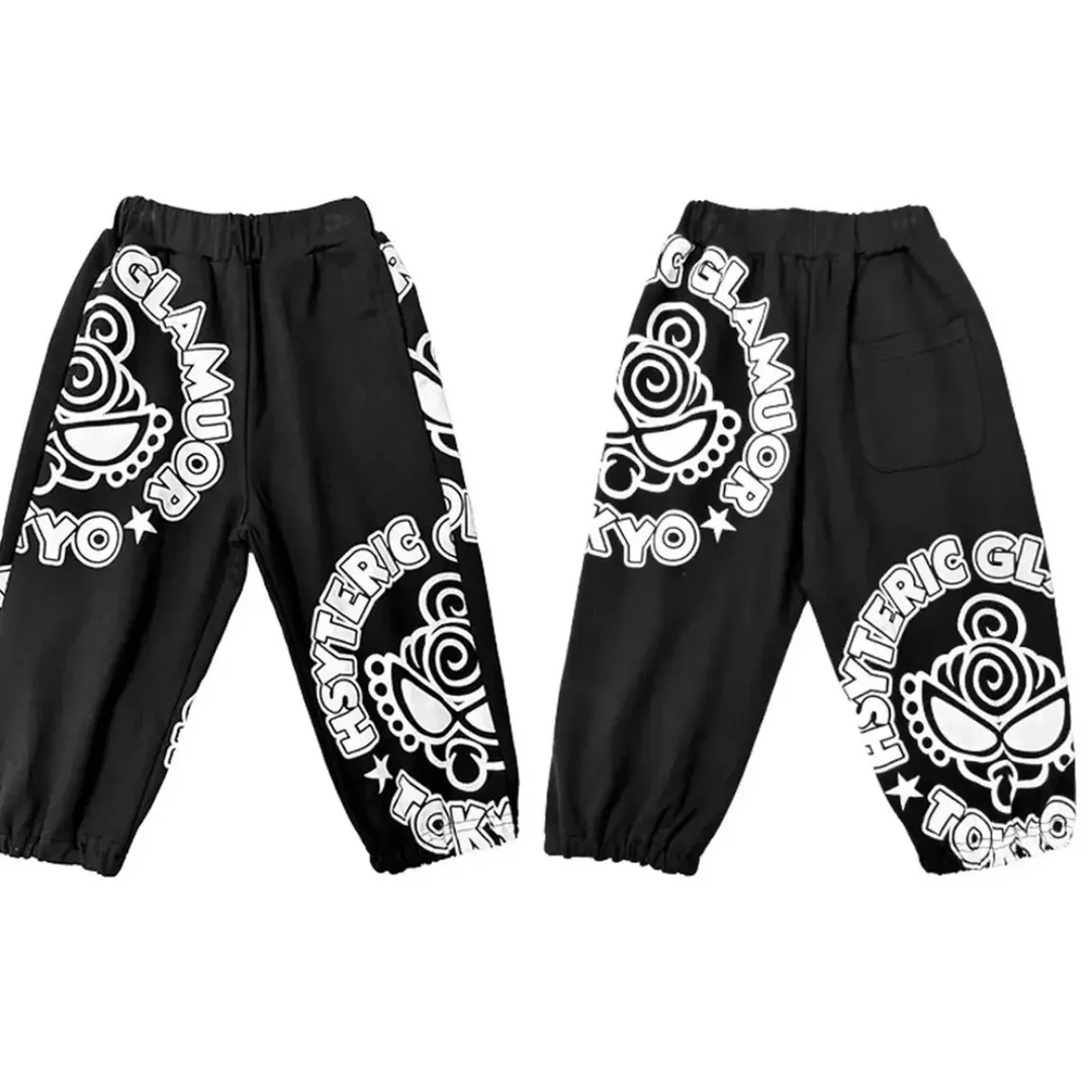 2003【错位印花】宽松时尚儿童九分裤