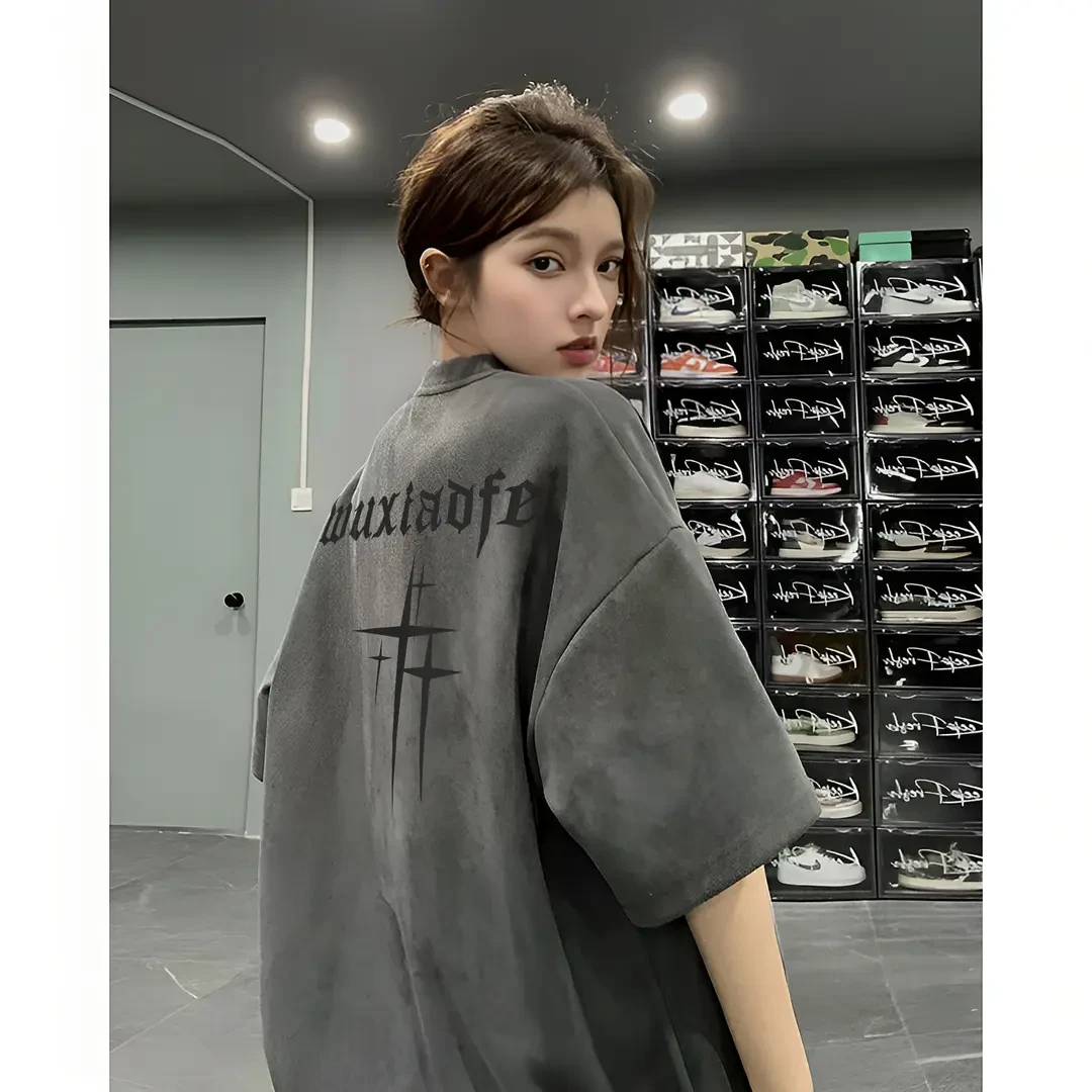 美式复古重磅印花短袖t恤男女情侣休闲夏季新款宽松大码OFFHOLMAN