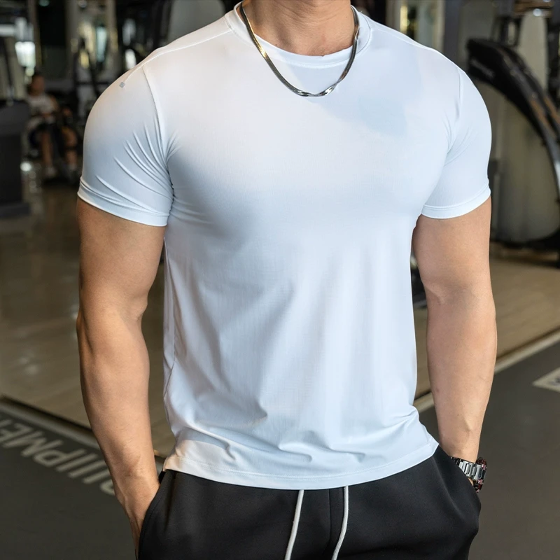 2025夏男款跑步训练运动健身上衣速干高弹排汗短袖t恤