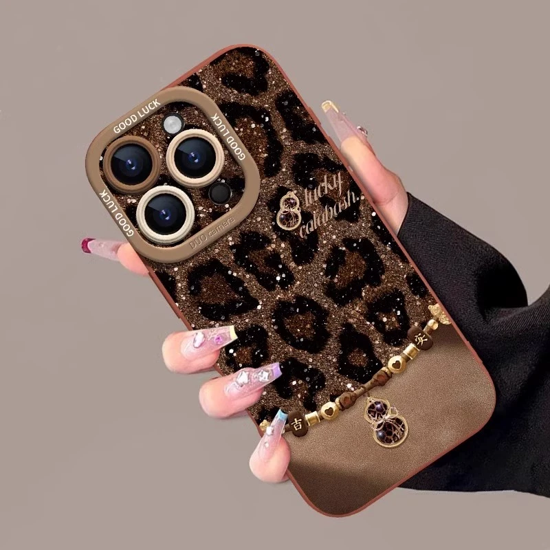 豹纹幸运葫芦适用iphone16promax手机壳苹果16新款16pro硅胶iphon