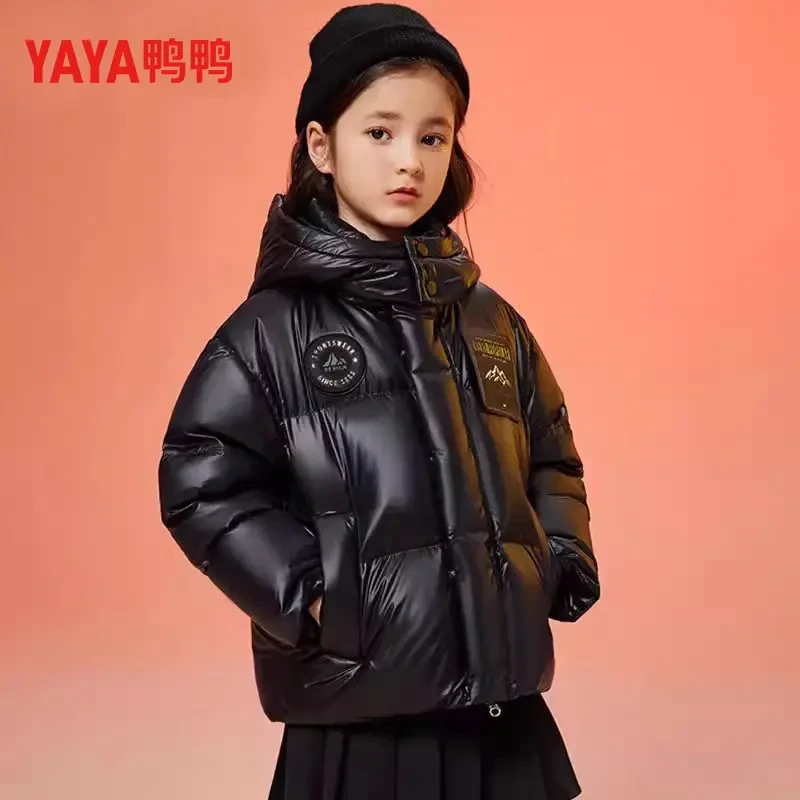YAYA/鸭鸭短款羽绒服厚款黑金男女中大儿童休闲短款百搭时尚