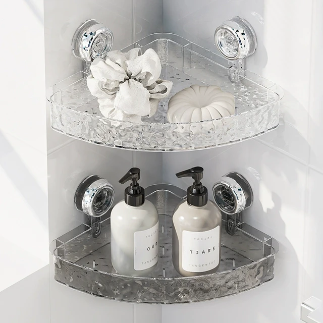 波纹吸盘转角置物架三角架浴室卫生间厕所洗漱台免打孔壁挂收纳架