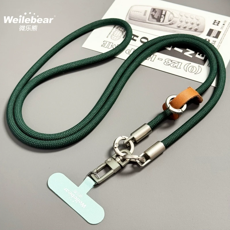 户外日系手机挂绳斜挎双扣钛原色肩背结实百搭男女款防丢手机链