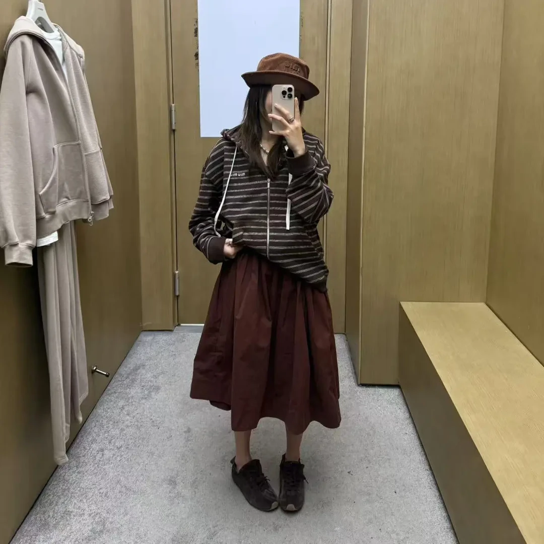 MOSSE ROOM 「摩卡黑巧」sst手缝花朵摩卡棕半身裙