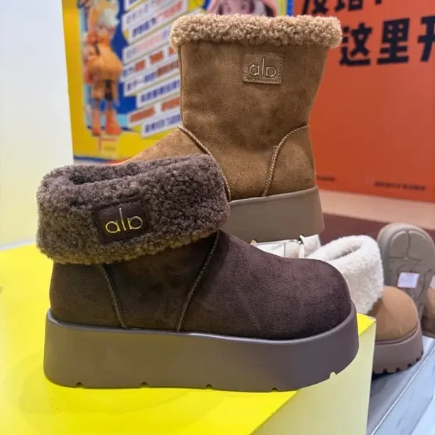 C0312厚底加绒保暖雪地靴女冬季新款加厚毛毛短靴勃肯鞋