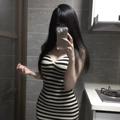 纯欲性感气质长裙不褪色针织吊带条纹连衣裙无袖包臀显瘦辣妹夏季