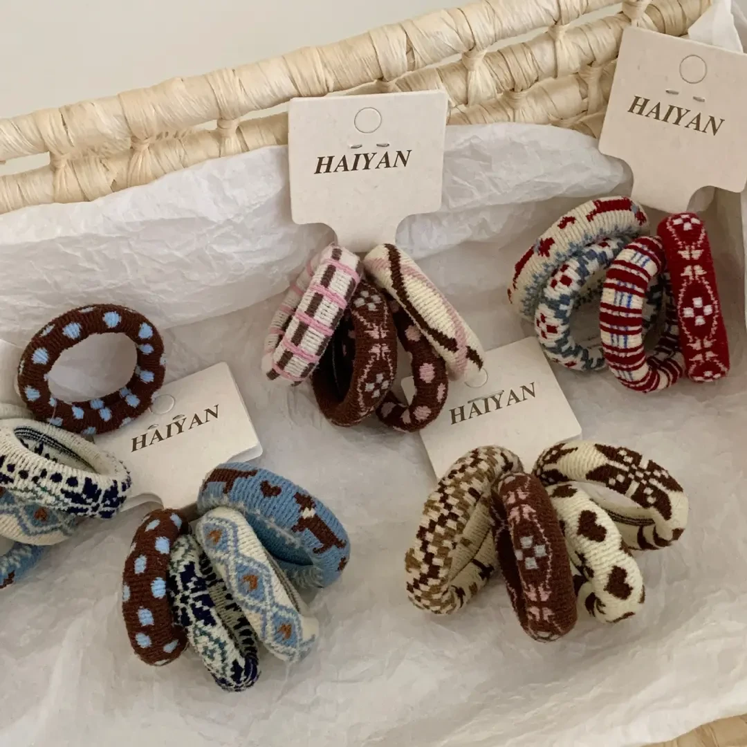 韩系时尚秋冬新款民族风毛巾圈发圈发饰甜美可爱高弹力发绳头绳