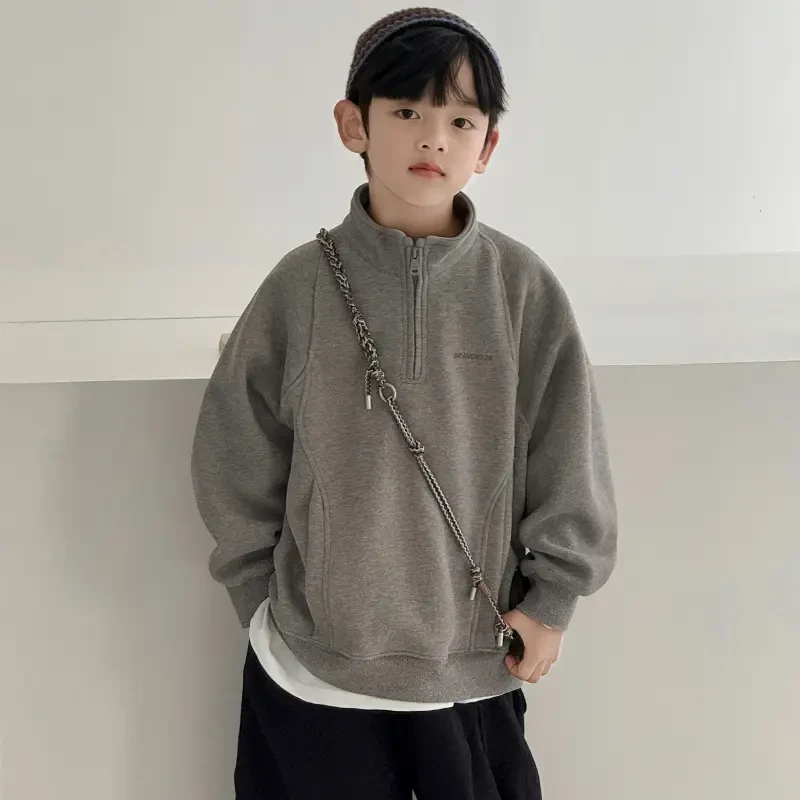 男童加绒卫衣中大童中大儿童保暖加厚上衣男孩洋气秋冬装