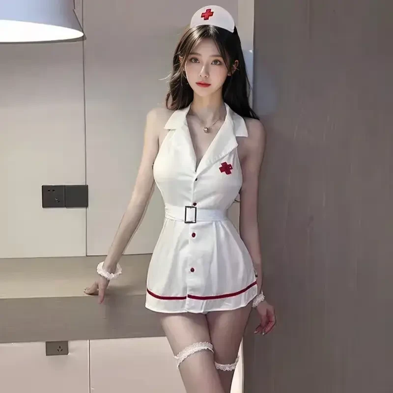 性感护士cos制服睡衣套装女纯欲风包臀睡裙角色扮演护士服cos服