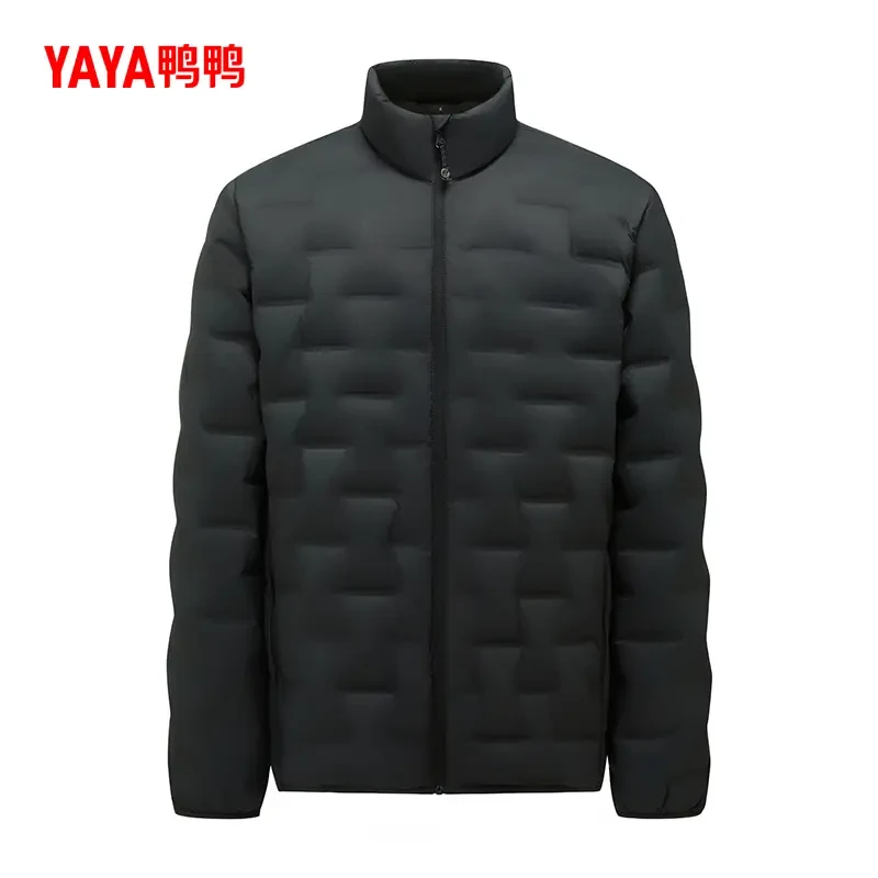 /羽绒服男短款秋冬简约纯色立领格子轻薄外套YE5A706046A
